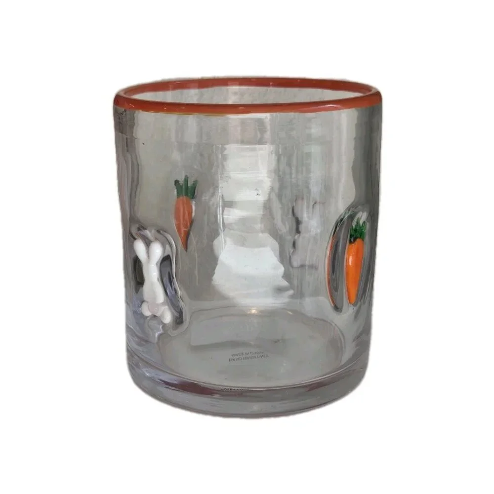 New Glass easter Bunny / Carrot Tumbler Beverage Cocktail Glasses Cup